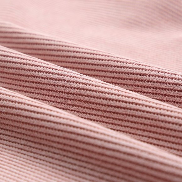 Cali Chic Women Sweatshirt Pink Solid Ribbed Knit Round Neck Pullover - Picture 10 of 10